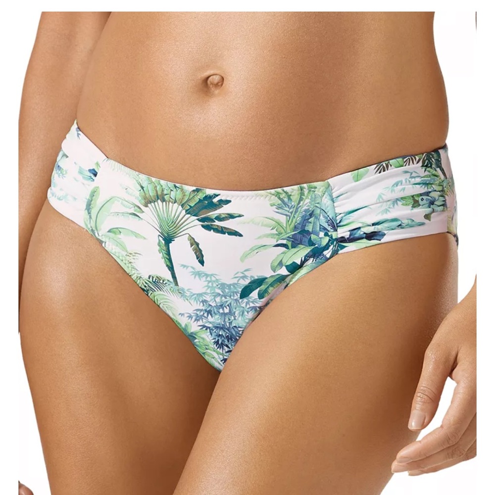 New Tommy Bahama
Art of Palms Reversible Shirred Hipster Bikini Bottom